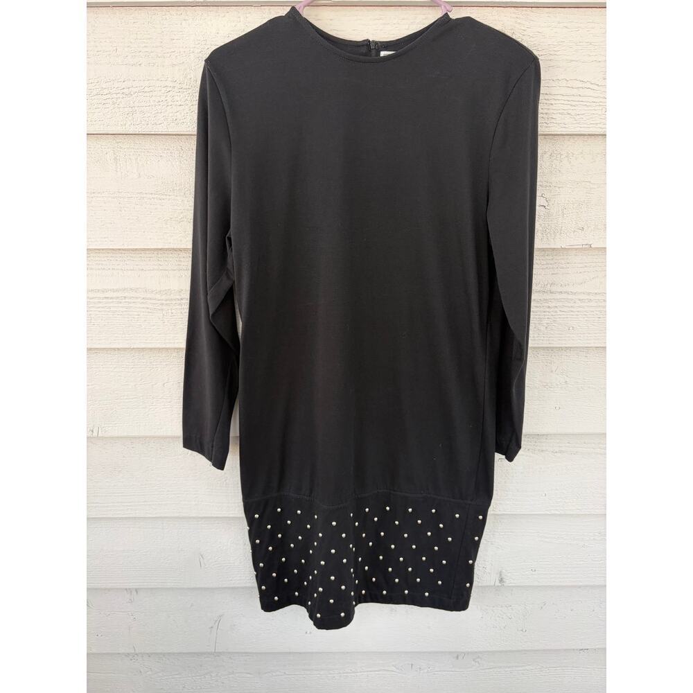 S Roberts Black Long Sleeve Dress Studded Hem Size M - Picture 6 of 6